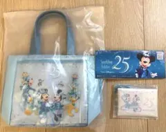 ディズニーシー 25周年 スーベニア3点セット　ランチケース　カラビナつきケース