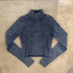 ZARA デニム風 タートルネック クロップドトップス
