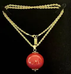 ケイトスペードNY 赤レッドボール ペンダント フラワー装飾 60cmネックレス