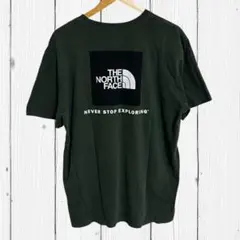 ノースフェイス Tシャツ XL カーキ ボックスロゴ バックプリント US古着