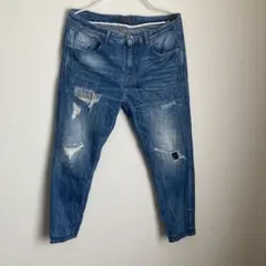 ZARA premium quality1975色落ちデニム34ダメージ加工