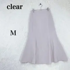 【クリア】レディース ロング フレア スカート 上品 M アイボリー 無地のサムネイル