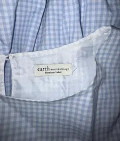 earth music&ecology 水色チェック半袖ワンピース
