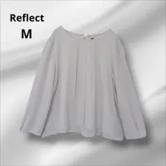 リフレクトMサイズ　春色とろみ素材ブラウス　タックブラウス　淡いグレー
