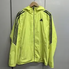 アディダス ウィンドフードジャケット 裏地付きナイロンパーカー 蛍光イエロー