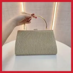 パーティーバッグ　シャンパンゴールド プリーツバッグ 2WAY 結婚式 華やか
