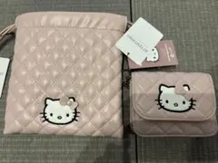 LOWRYS FARM キティ キルティングカードケース 巾着　ポーチピンク