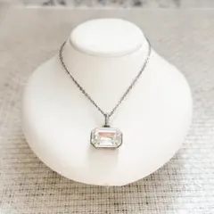シルバー　エメラルドカット 遺品整理　生前整理　断捨離アクセサリー【ネックレス】のサムネイル