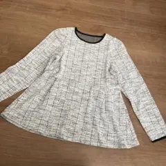 ツイード風長袖フレアトップス