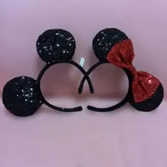 東京ディズニーリゾート ミッキー ミニー スパンコール カチューシャ ペアセット