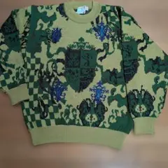 LANCEL グリーン チェック柄 ニットセーター