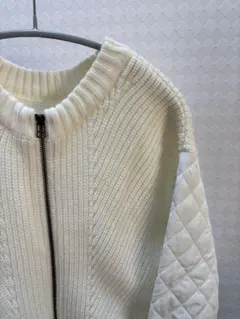 ホワイト ニット キルティングジャケット