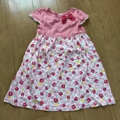 ミキハウス　半袖　ワンピース　ピンク　りぼん　120