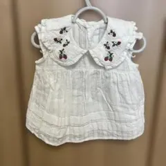 いちご刺繍フリル襟シャツ