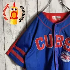 【MLB】古着 メンズ 青 野球 ベースボールシャツ シカゴカブス ★ストリート MLB】古着 メンズ 青 野球 ベースボールシャツ シカゴカブス