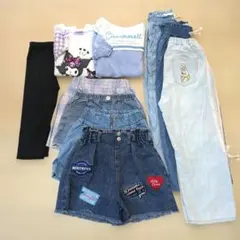 130cm 女の子 キュロット ショート デニム 服 10点セット まとめ売り