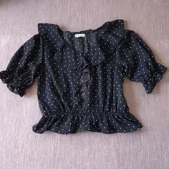 earth music & ecology ドット柄半袖ブラウス