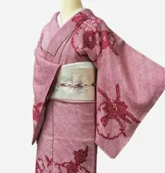 A146愛華 着物 総絞り　正絹　花柄　美品　逸品