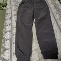 グレー リブ付き裾 パンツ(裏起毛)