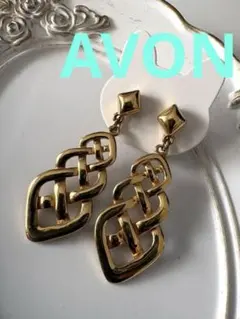 エイボン ヴィンテージ　ゴールドトーン　ダングル　イヤリング 編み込み　立体的