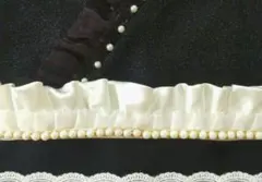 帯揚げ・帯飾り✧シャンパンホワイトサテンフリル＆シフォンフリル パール 2way