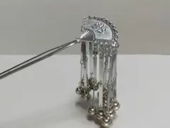 鈴付き扇ビラ簪/かんざし　金属製　サンプル品　未使用の長期保管品