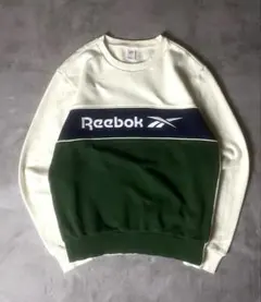 Reebok スウェット ビッグロゴ 切替 トレーナー 古着 M ストリート