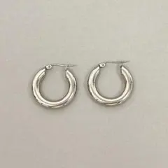 サージカルステンレス☆25mm チャンキーフープピアス／シルバー S3021