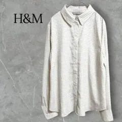 H&M千鳥柄長袖ブラウス総柄きれいめ大人春秋Lのサムネイル