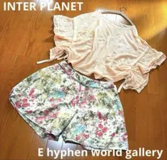 未使用❤️美人百花きれいめカジュアル春夏コーデ セットニット＆花柄ショートパンツM