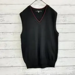 伊勢丹 ニットベスト Vネック ツートンカラー 無地 レイヤード 重ね着 日本製