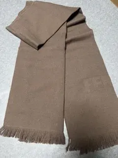 FENDI ブラウンウールマフラー フリンジ付き