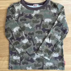 ミキハウス　長袖UネックTシャツ　どうぶつ　迷彩のサムネイル