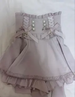 LIZLISA レースアップ サスペンダー付スカパン ピンク