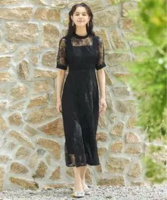 Dress＋ワンピース ドレス レース タイト 結婚式 5分袖