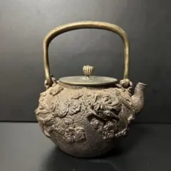 龍文堂造 煎茶道具 時代物 古作 鉄瓶 銅蓋 岩肌 茶器 茶道具 - メルカリ