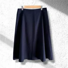 ナチュラルビューティベーシック Aライン フレアスカート ひざ丈 ネイビー M