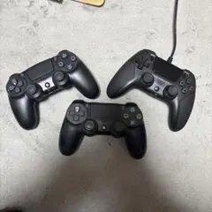 PS4 純正有 ワイヤレスコントローラー、有線コントローラー3台セット ジャンク