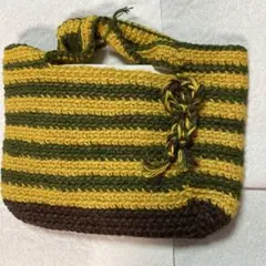 ストライプ編み物バッグ