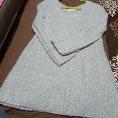 ☆a.v.v☆薄手ざっくりロングニット☆ライトグレー☆38～Ｌ位