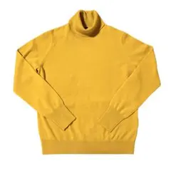 未使用品　ユニクロ　カシミヤタートルネックセーター　イエロー　XL