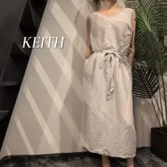 KEITH リネンブレンド 3way前後ラップロングワンピース 麻 カーディガン