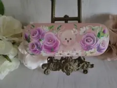 トールペイント⭐テディベア⭐メガネケース⭐ピンク⭐