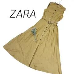 【試着のみ美品】ZARA ベルト付 ノースリーブ シャツワンピース Aライン