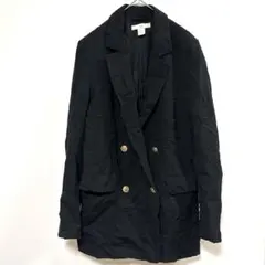 H&M 金ボタン ダブルブレザー 黒 38 M 紺ブレ風 テーラードジャケット