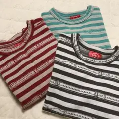 オジコ　新幹線ボーダー　ロンT 長袖カットソー 3枚セット　厚手　4A 95