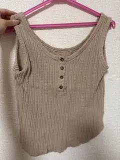 ローリーズファーム　リブ編み ベージュ タンクトップ