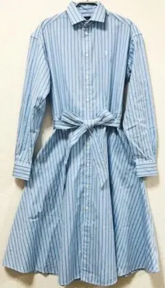 【送料込み】ポロ　ラルフローレン　水色ストライプワンピース