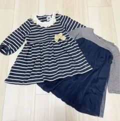 ★値下げ★12M★2点★プチバトー★クリスマス限定★ボーダーワンピース