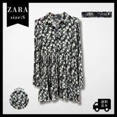 【即購入OK】ZARA 花柄 長袖 シャツワンピース
